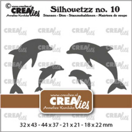 CLSH10 Crealies Silhouetzz no. 10 - Dolfijnen 4x