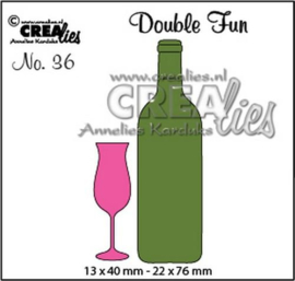 115634/0336 Crealies Double Fun no. 36 champagneglas en wijnfles klein