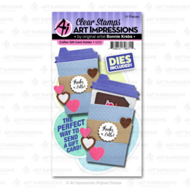 623293 Art Impressions Valentines Clear Stamp & Die Set Coffee Gift Card Holder