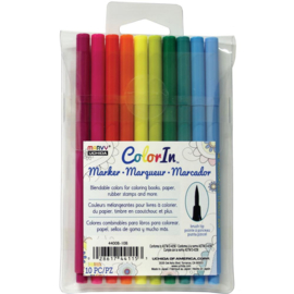 410870 Color In Brush Tip Markers Bright 10/Pkg
