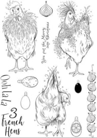 PI217 Three French Hens A5 Clear Stamps