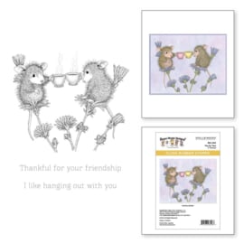 RSC005 House Mouse Cling Rubber Stamp Tea For Two