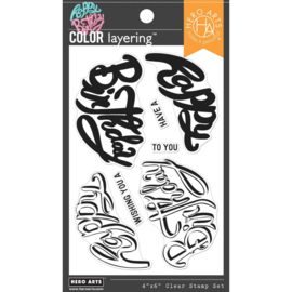 672504 Hero Arts Color Layering Clear Stamps Happy Birthday 4"X6"
