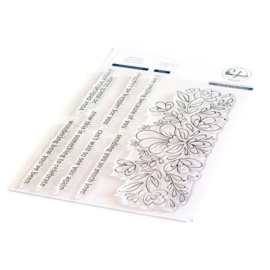 PF134621 Pinkfresh Studio Clear Stamp Set Charming Floral Border 4"X6"