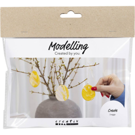 977594 Creativ Company Mini Hobbyset Boetseren, ei, lichtgeel, pastelkleuren