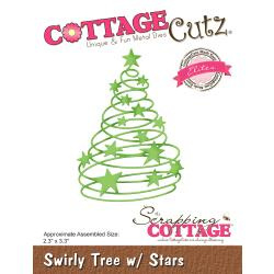 473761 CottageCutz Elites Die Swirly Tree W/Stars 2.3"X3.3"