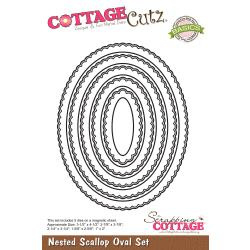 044813 CottageCutz Nested Dies Scallop Oval 5/Pkg