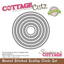 044839 CottageCutz Nested Dies Stitched Scallop Circle 5/Pkg