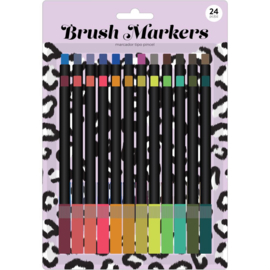 626054 American Crafts Brush Markers Lilac Leopard 24/Pkg