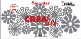 CLBP208 Crealies Stencilzz no. 208 bloemetjes