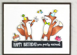 557656 Avery Elle Clear Stamp Set Party Fox 4"X3"