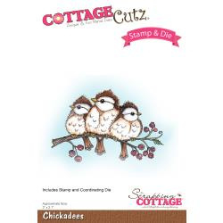 089222 CottageCutz Stamp & Die Set Chickadees 3"X2.1"