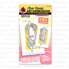 623284 Art Impressions Twisters Stamp & Die Set Cat Twist