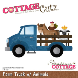 CC898 CottageCutz Dies Farm Truck W/Animals 3.8"X2"