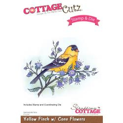 089258 CottageCutz Stamp & Die Set Yellow Finch W/Cone Flowers 3"X2.4"