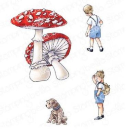 EB933 Stamping Bella Cling Stamps Edgar And Molly's Vintage Mushroom Set
