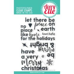 541779 Avery Elle Clear Stamp Set Corner Sentiments-Holiday 4"X6"