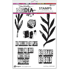 638844 Dina Wakley Media Cling Stamps Be Willing 6"X9"