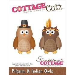 519979 Cottagecutz Die Pilgrim & Indian Owls 1.6"X2.6"