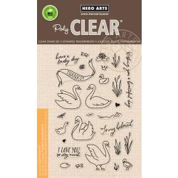 HA-CM230 Hero Arts Clear Stamps Swans & Cattails 4"X6"