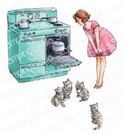 EB960 Stamping Bella Cling Stamps Edgar And Molly Vintage Here Kitty Set