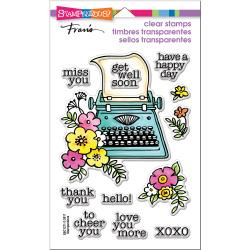 215514 Stampendous Perfectly Clear Stamps Floral Typewriter 7.25"X4.625"