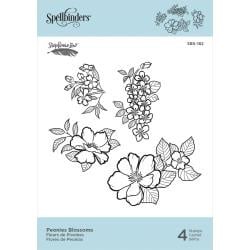 SBS182 Spellbinders Cling Stamps Peonies Blossoms By Stephanie Low