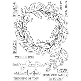 640145 Memory Box Clear Stamps Berry Wreath