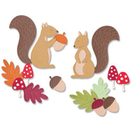 665952 Sizzix Thinlits Die Set Harvest Squirrels Jennifer Ogborn