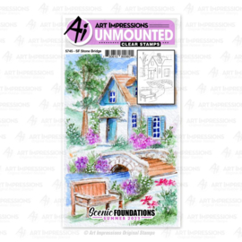 691593 Art Impressions Scenic Foundations Clear Stamps Stone Bridge