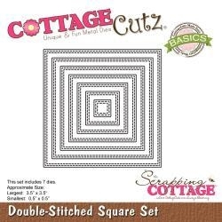 289470 CottageCutz Basics Dies Double Stitch Square .5"X.5" To 3.5"X3.5