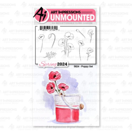 706906 Art Impressions Watercolor Cling Rubber Stamps Poppy