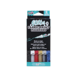 655325 Tulip Fabric Paint Markers Glitter 6/Pkg