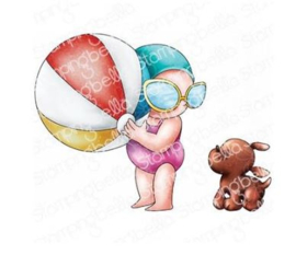 691328 Stamping Bella Cling Stamps Summer Bundle Girl W/Beach Ball & Puppy