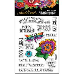 247913 Stampendous Perfectly Clear Stamps Rubber Floral Greetings 7.25"X 4.625"