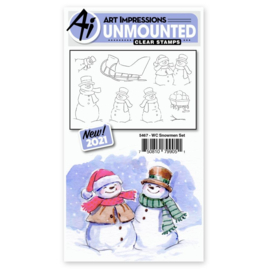 665734 Art Impressions Watercolor Clear Stamps Snowmen Set