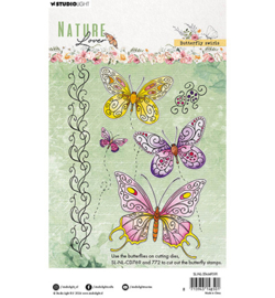 SL-NL-STAMP591 StudioLight Background stamps Butterfly swirls Nature Lover nr.591