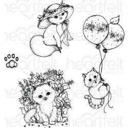 588411 Heartfelt Creations Cling Rubber Stamp Set Playful Miss Kitty .75" To 4.25"