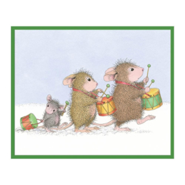 RSC014 House Mouse Cling Rubber Stamp Drummer Mice