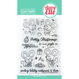641844 Avery Elle Clear Stamp Set Christmas Mice 4"X6"