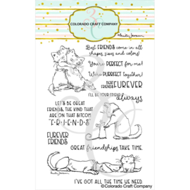 C3AJ638 Colorado Craft Company Clear Stamps Furever Friends-By Anita Jeram 4"X6"