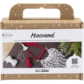 977710 Creativ Company Mini Hobbyset Macramé, Kerstman, kerstrood, off-white