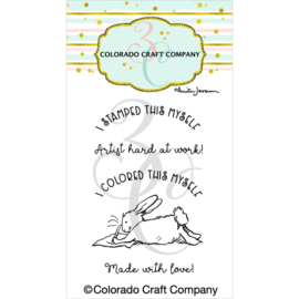 C3AJ642 Colorado Craft Company Clear Stamps Back Card Bunny Mini-By Anita Jeram 2"X3"
