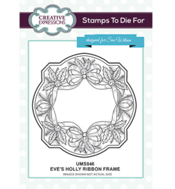 UMS846 To Die For Stamp 	Eve's Holly Ribbon Frame