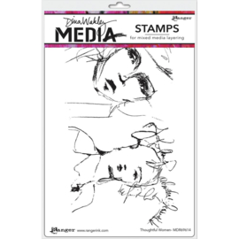 617336 Dina Wakley Media Cling Stamps Thoughtful Women 6"X9"