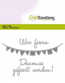 115633/0401 CraftEmotions Die Text - Wir feiern (DE) Card 11x9cm