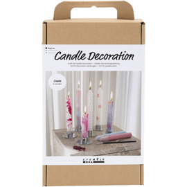 977742 Creativ Company Hobbyset Kaarsen Decoreren , Versierde spitse kaarsen, wit