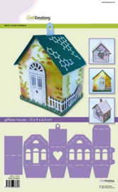 185070/4002 CraftEmotions stencil- giftbox huis 10x9,0x6,5cm