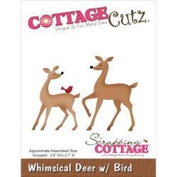 506460 CottageCutz Die Whimsical Deer W/Bird 3.9"X2.7"