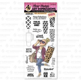 5928 Art Impressions Laugh Lines Stamp & Die Set Stay Hydrated